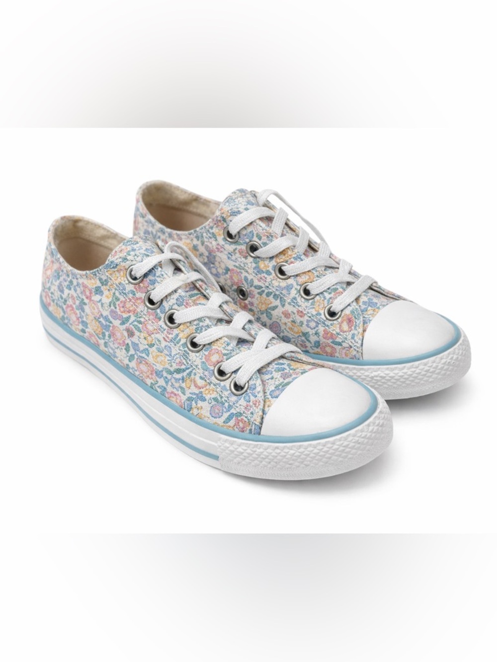 Ralph Lauren Girls Floral Pink Blue Canvas Sneakers